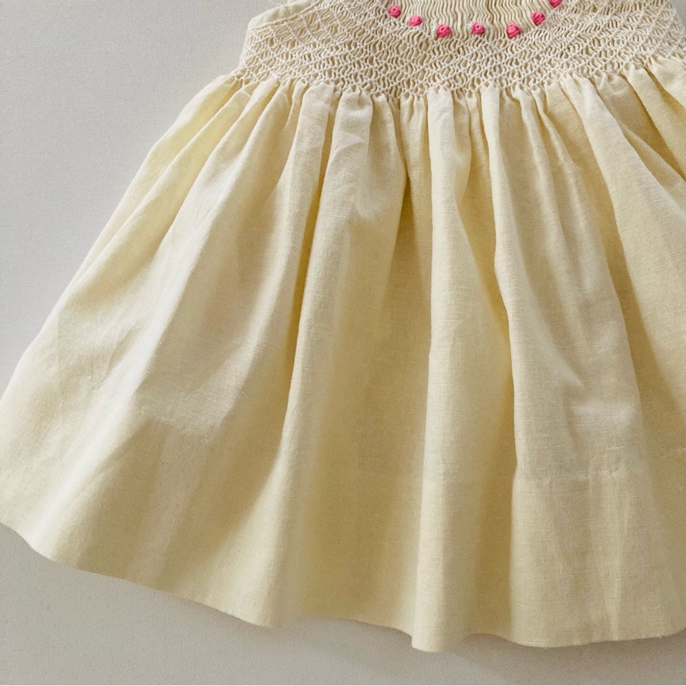 First Impressions Baby Girl 12 Months Yellow Smocked Linen Dress Spring Easter - Picture 8 of 8